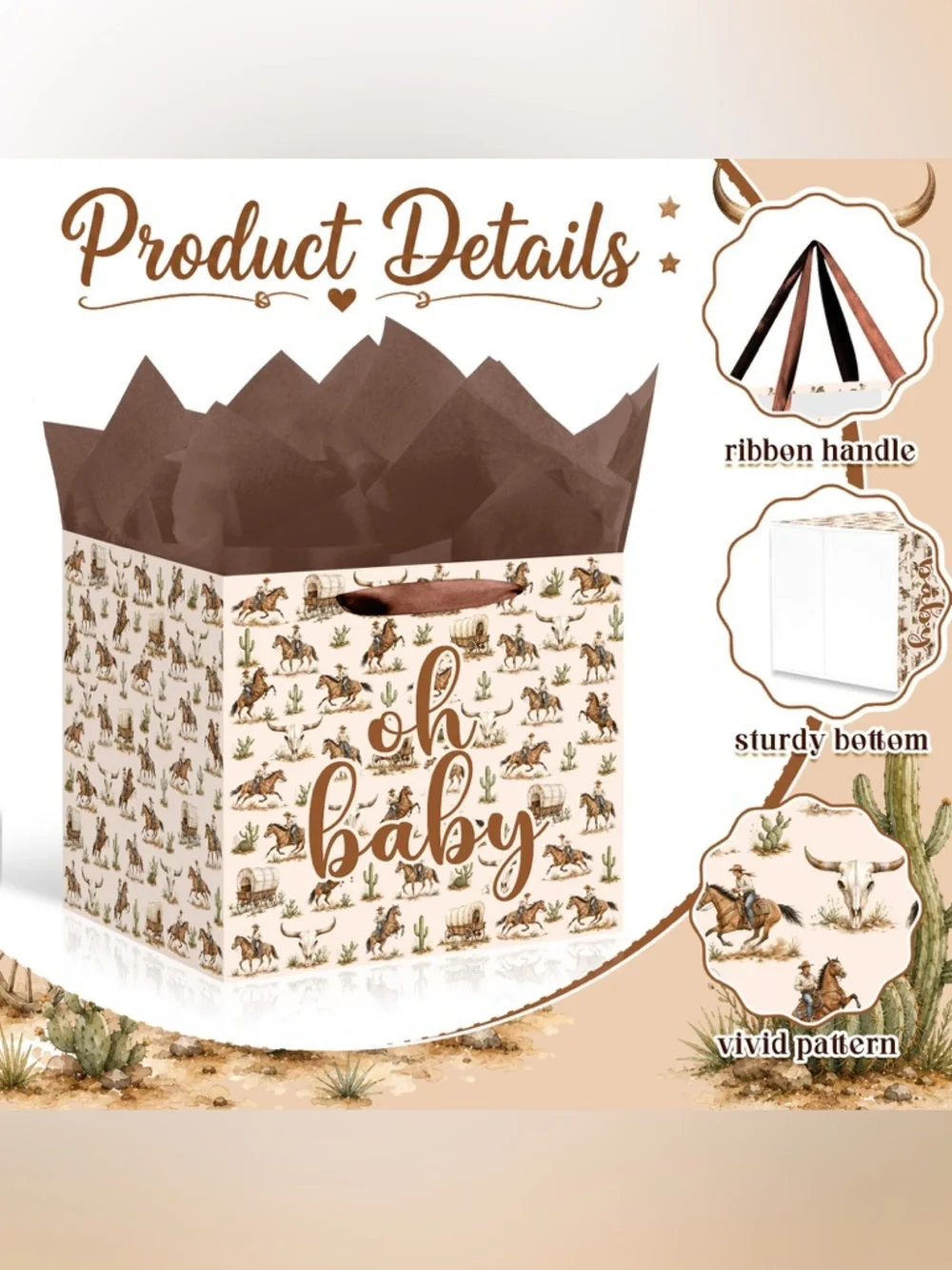 Oh Baby Western Brown Gift Bag for Kids